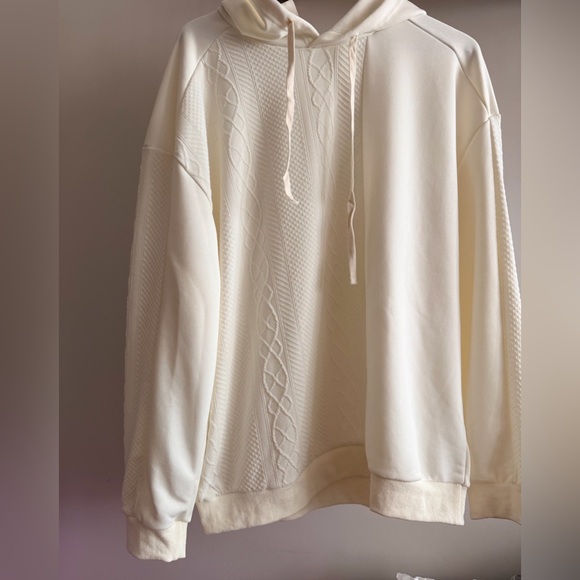 Menace Cream Textured Hoodie – Cable Knit Style Panel – Cozy Streetwear - Picture 4 of 8